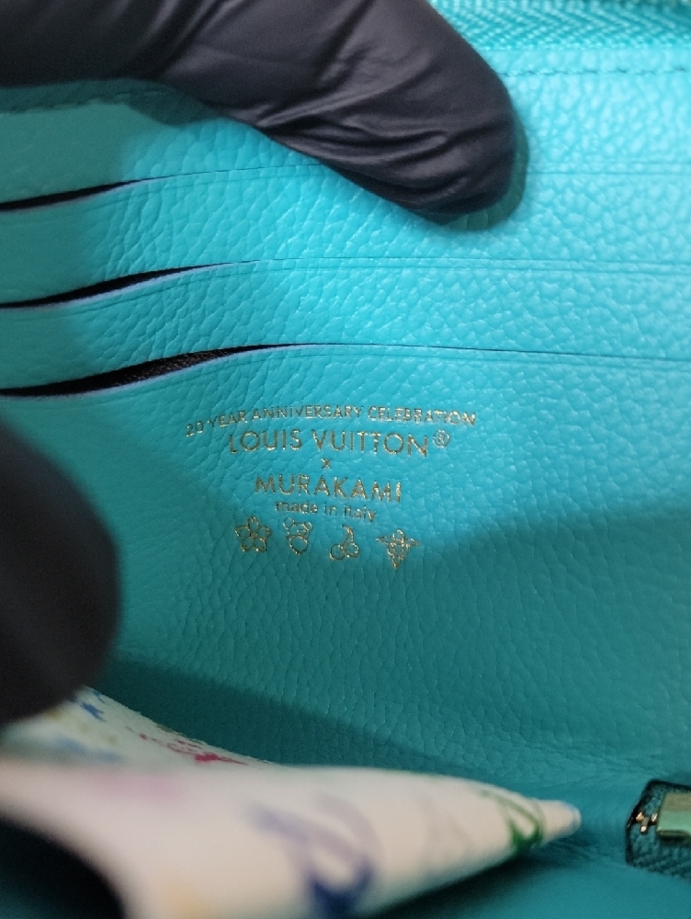 Louis Vuitton X TM Turquoise Embossed Monogram Zip Wallet - Picture 4 of 5